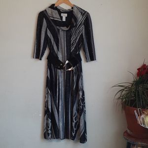 BETHANY Animal print Belted midi  dress size S